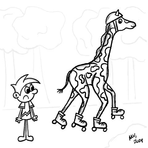 Olljolly giraffe with roller skates